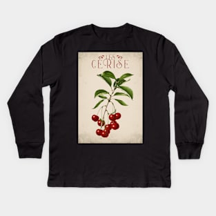 Old fruit poster - Cherries - Vintage - retro Kids Long Sleeve T-Shirt